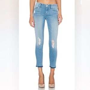 MOTHER Undone Hem Looker Crop Distressed Jeans Cliffhanger Size 28